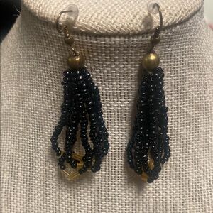 Elegant Black and Gold Beaded Earrings
